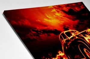 Alevli Araba Led Işıklı Tablo