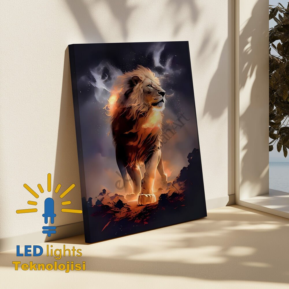 aslan led Işıklı Canvas Tablo