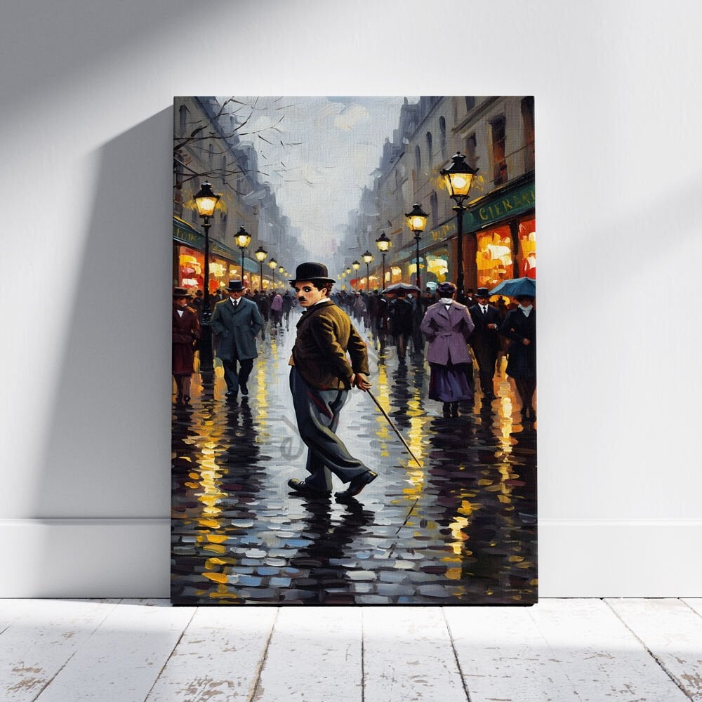 Charlie Chaplin led ışıklı kanvas tablo