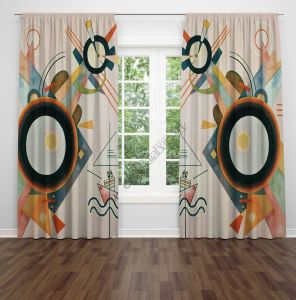 Düğmeler Dijital Baskılı Fon Perde Çift Kanat 280x250 cm