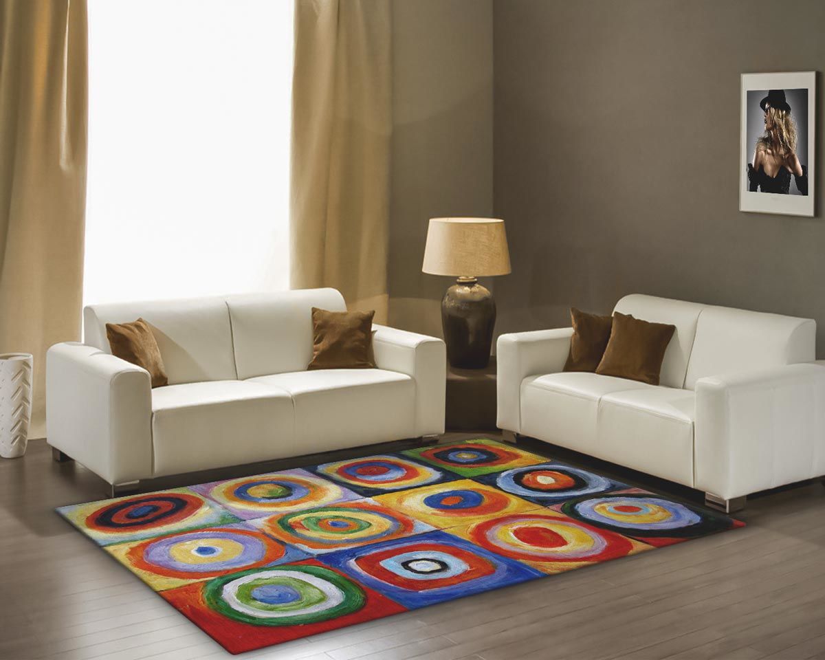 Yağlı Boya Düğmeler  Dijital Baskılı Dekor Halı 100 x 140