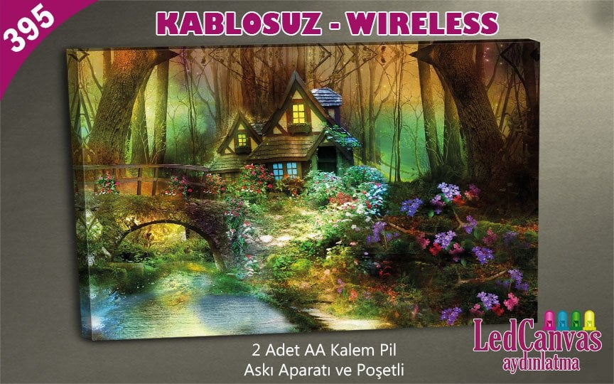 Manzara Köy Evi Led Işıklı Kanvas Tablo