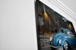 Woswos Mavi Araba Led Işıklı Kanvas Tablo