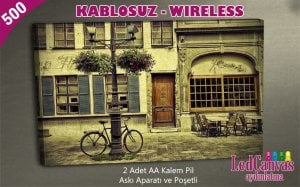 Bisikletli Bina Led Işıklı Tablo