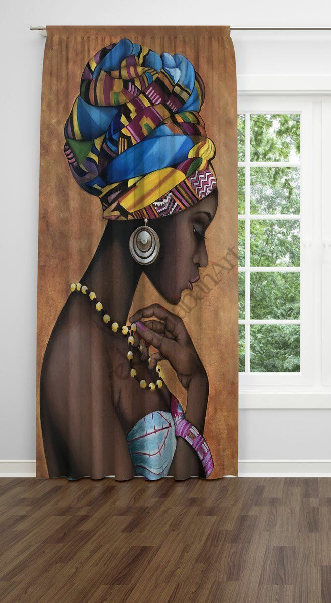 Afrikalı Kadın   Dijital Baskılı Fon Perde Tek Kanat 140x240 cm