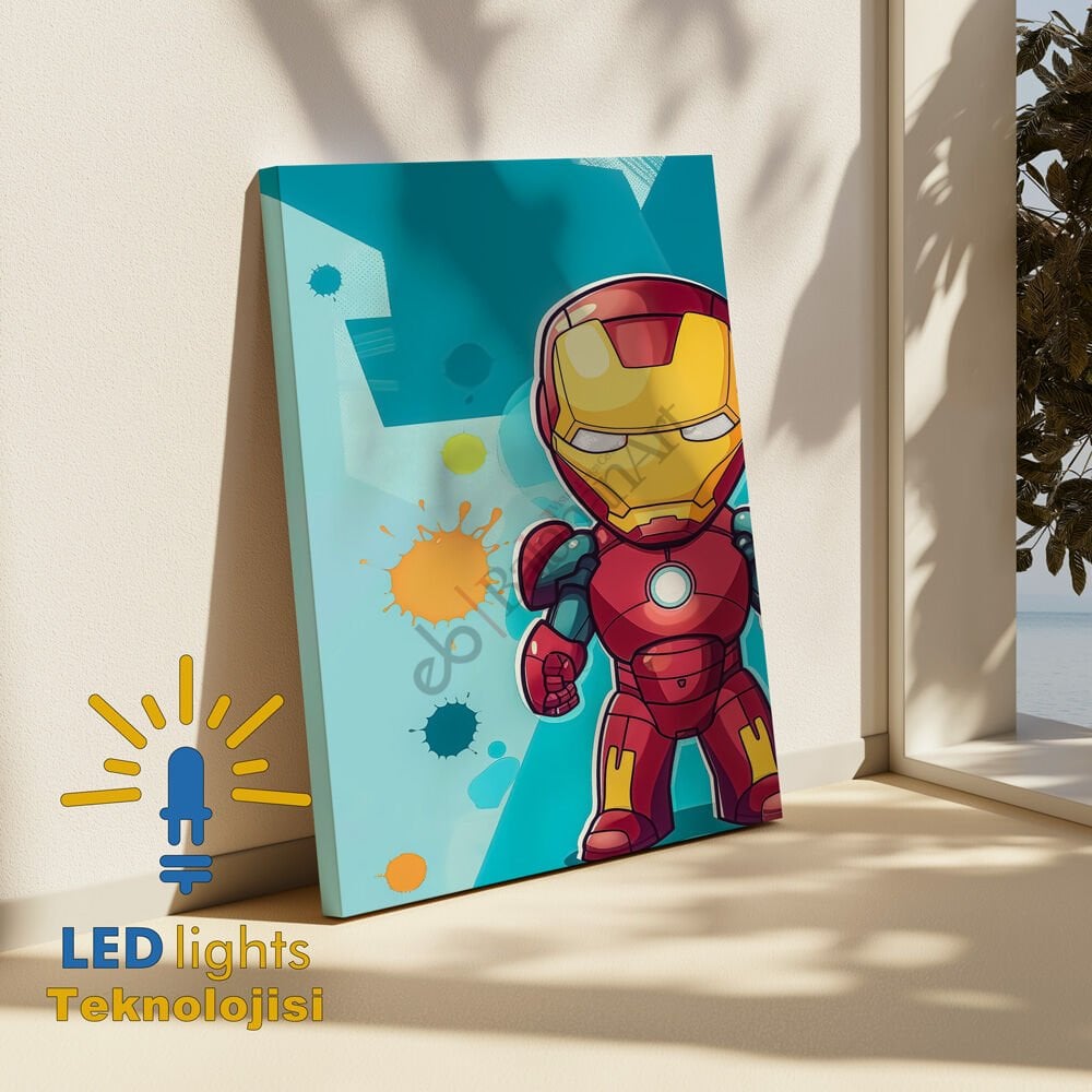 Iron Man Çocuk Odası Led Işıklı Tablo
