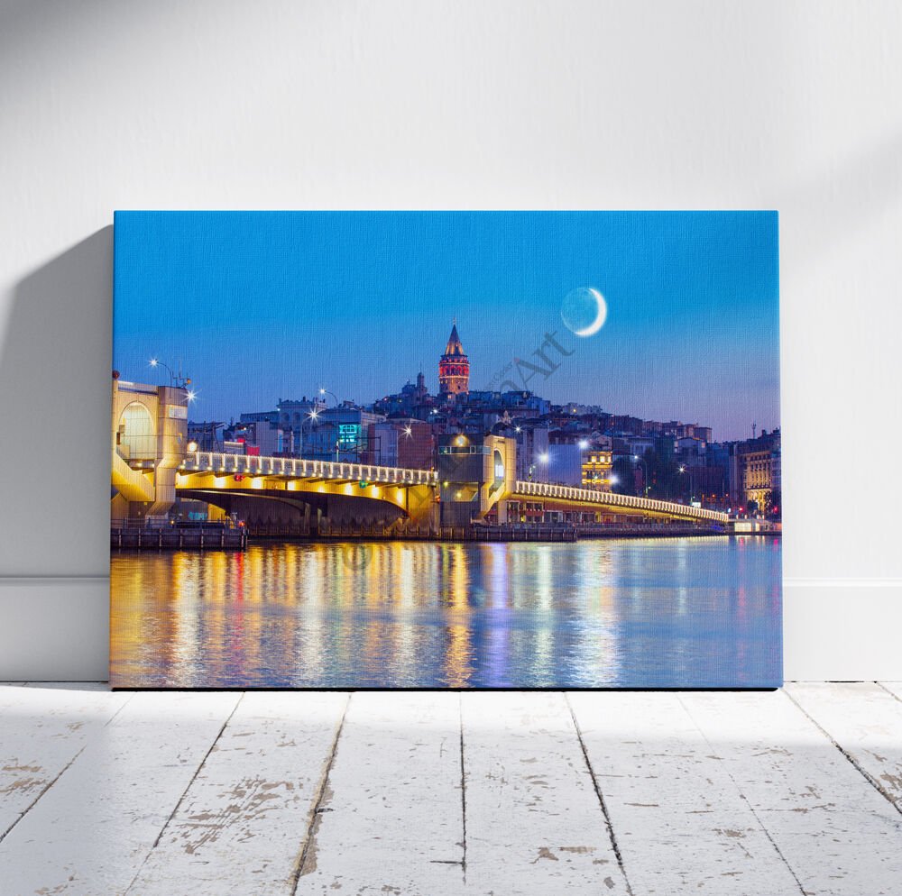 İstanbul galata kulesi ve köprüsü ışıklı tablo