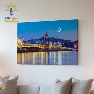 İstanbul galata kulesi ve köprüsü ışıklı tablo