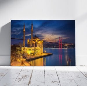 ortaköy istanbul köprü led ışıklı kanvas tablo