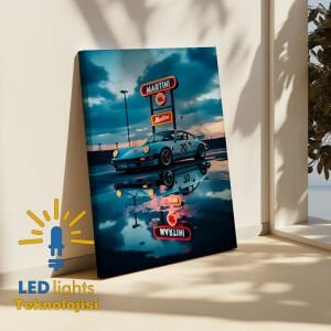Porshe Martini Led Işıklı Kanvas Tablo