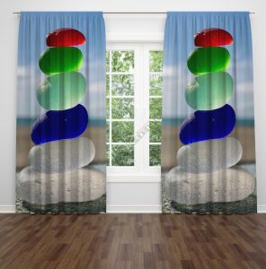 Renkli Taşlar Fon Perde Çift Kanat 280x260 cm