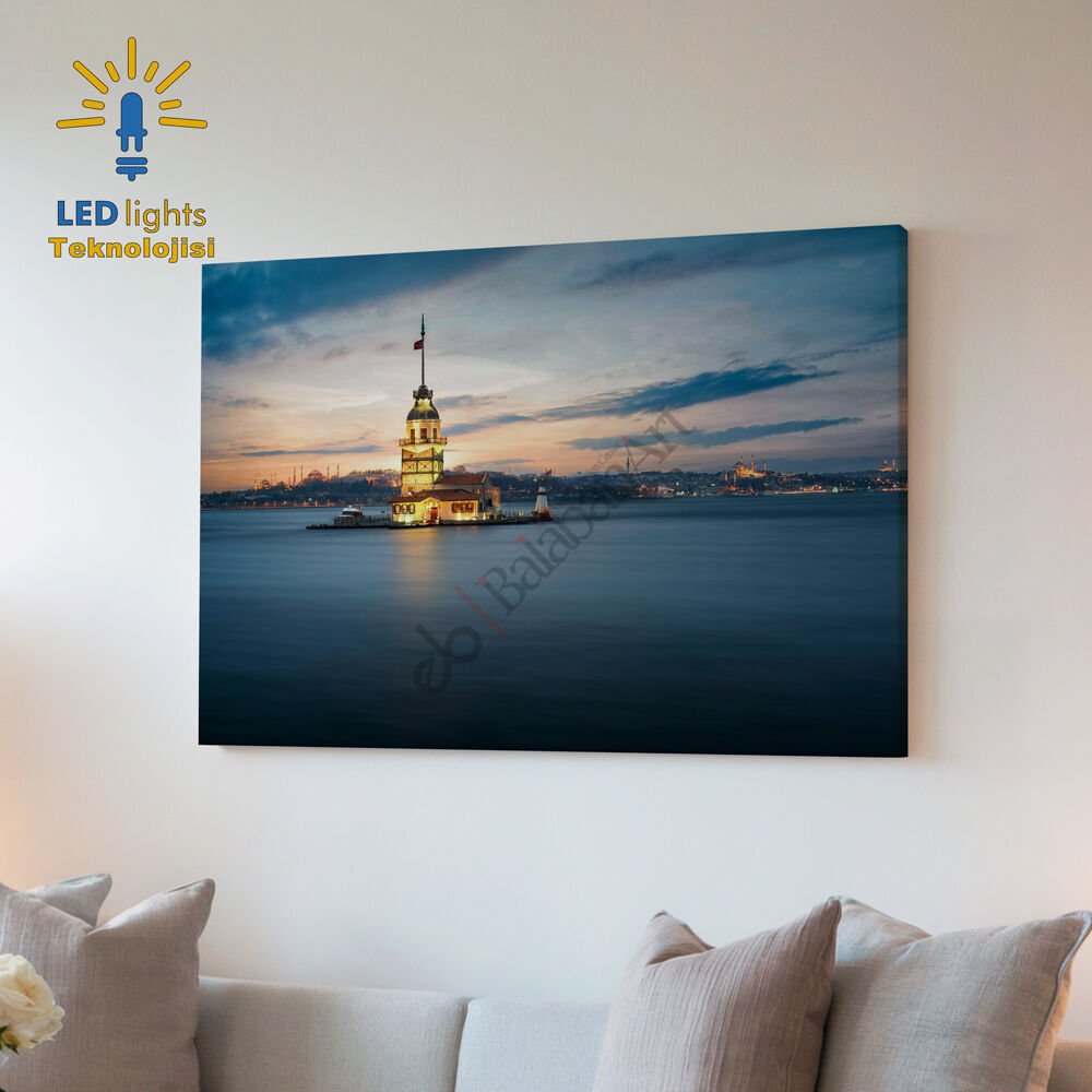 kız kulesi maiden tower led ışıklı kanvas tablo