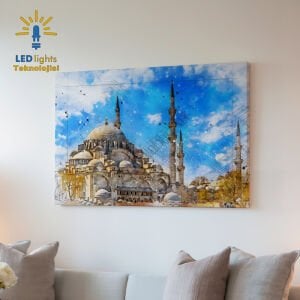 istanbul mosque ışıklı kanvas tablo