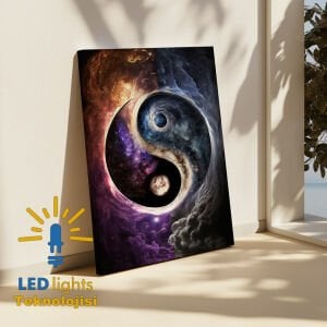 yin yang sembölü led ışıklı kanvas tablo