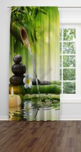Bambu Ağacı ve Akan Su Fon Perde Tek Kanat 140x240 cm