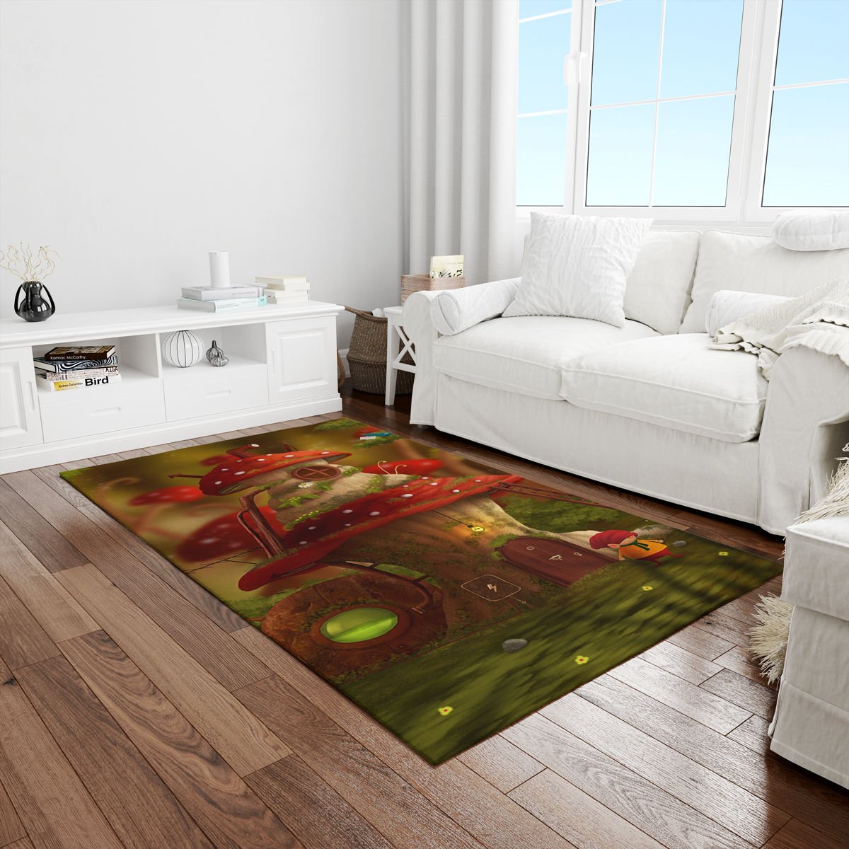 Mantar Ev Desenli Dijital Baskılı Dekor Halı 100 x 140