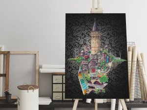 Galata Kulesi İstanbul Karma Led Işıklı Tablo