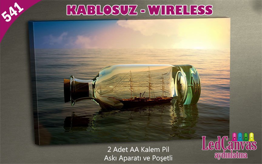 Şişe İçinde Yelkenli Kanvas  Tablo