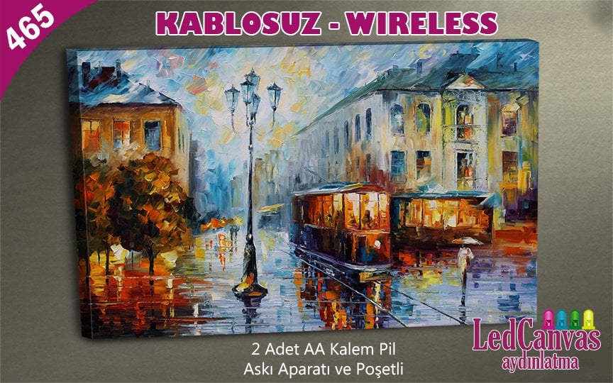 Yağlı Boya Renkli Tren Yolu Işıklı Tablo