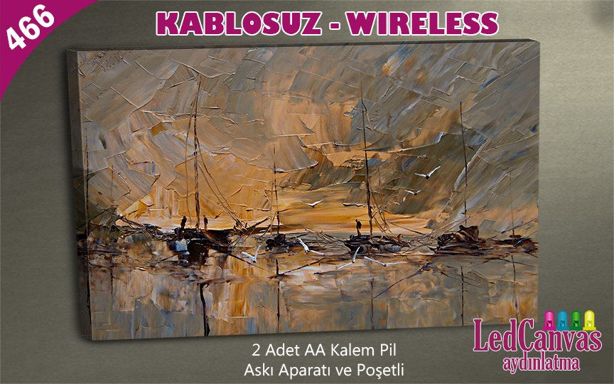 Yağlı Boya Yelkenliler Işıklı Tablo 45x65 cm