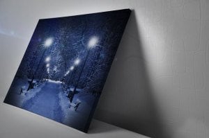Karlı Işıklı Yollar Led Işıklı Kanvas Tablo