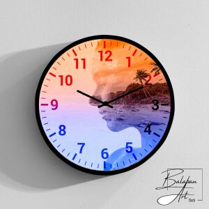 Gözlük Kadın Retro El Yapımı Büyük Boy Duvar Saati 50 x 50 cm