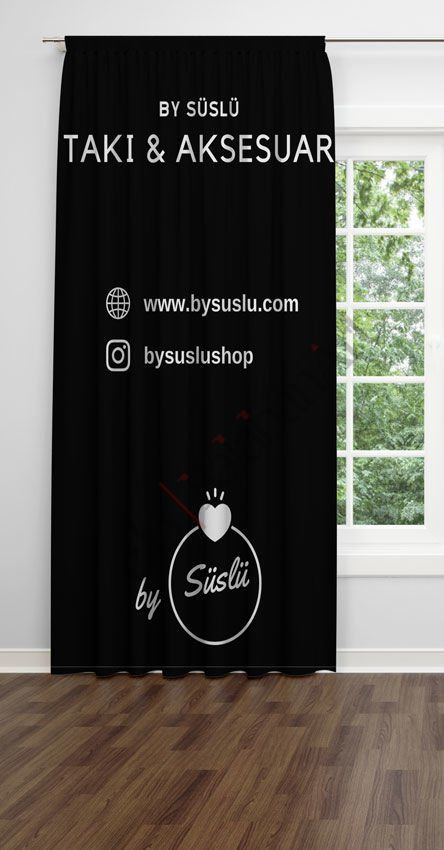 Firma Logolu  Dijital Baskılı Fon Perde Tek Kanat 140x250 cm