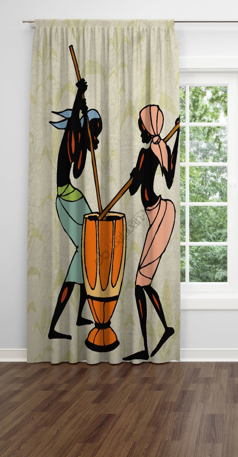 Afrikalı Kadınlar Fon Perde Tek Kanat 140x240 cm