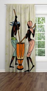 Afrikalı Kadınlar Fon Perde Tek Kanat 140x250 cm