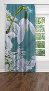 Beyaz Çiçekli  Dijital Baskılı Fon Perde Tek Kanat 140x250 cm