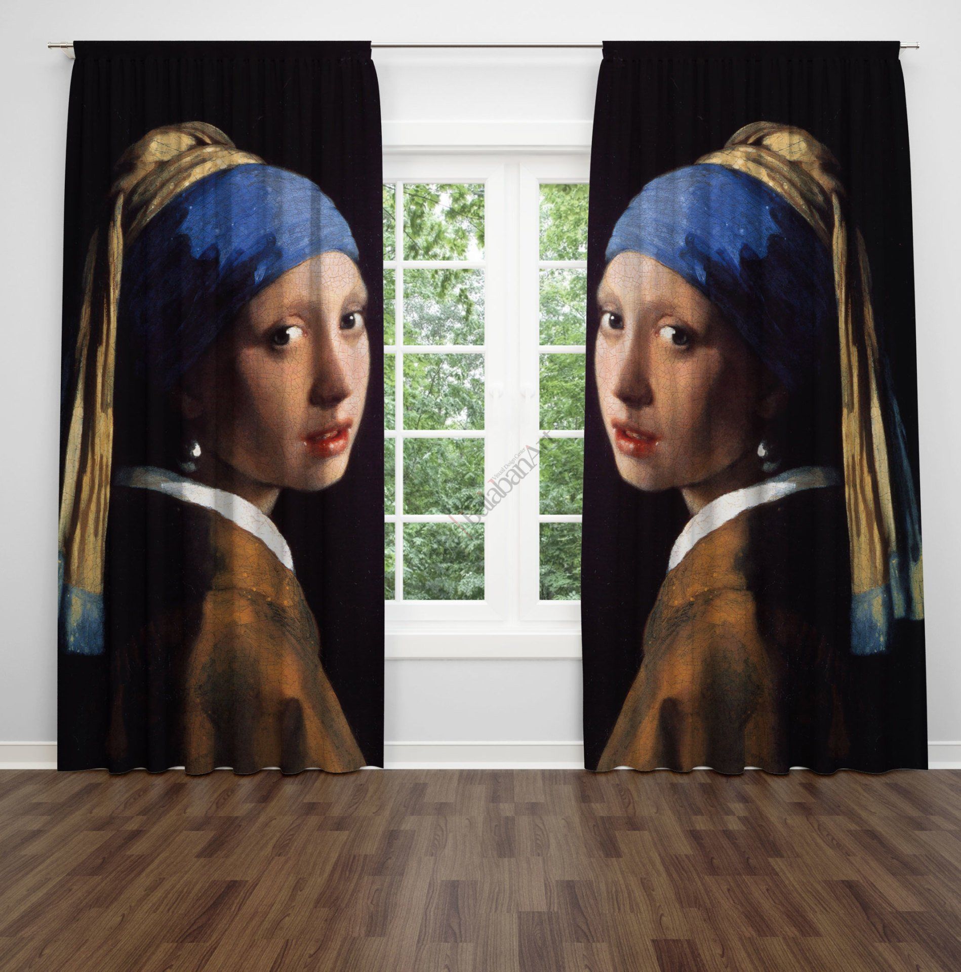 Johannes Vermeer - İnci Küpeli Fon Perde