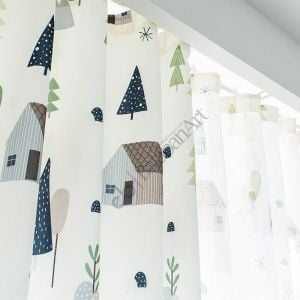 Kelebekli   Dijital Baskılı Fon Perde