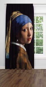 Johannes Vermeer - İnci Küpeli Fon Perde Tek Kanat 140x280 cm