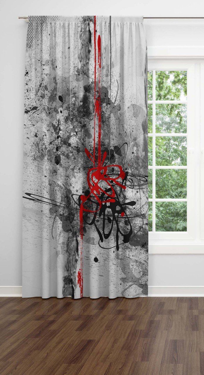 Karışık Desenli  Dijital Baskılı Fon Perde Tek Kanat 140x270 cm