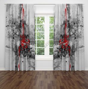 Karışık Desenli  Dijital Baskılı Fon Perde Çift Kanat 280x240 cm