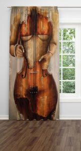 Gitarlı Nü Kadın Fon Perde Tek Kanat 140x240 cm