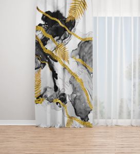 Varaklı Mermer Desen Dijital Baskılı Fon Perde Tek Kanat 140x250 cm