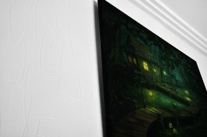 Fantastik Ev ve Göl  Led Işıklı Tablo