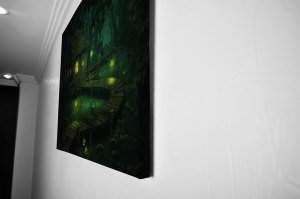 Fantastik Ev ve Göl  Led Işıklı Tablo