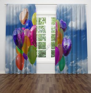 Balon  Dijital Baskılı Fon Perde Çift Kanat 280x270 cm