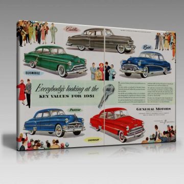 Vintage Arabaları Tablo (120cm x 80cm)