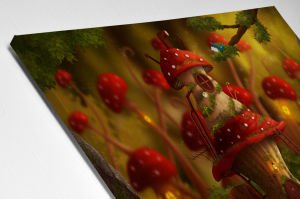 Kırmızı Çatılı Mantar Ev Led Işıklı Tablo