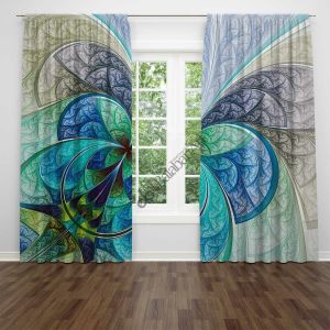 Renkli Desen Dijital Baskılı Fon Perde Çift Kanat 280x260 cm