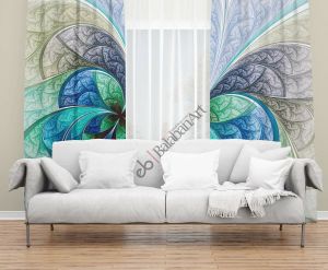 Renkli Desen Dijital Baskılı Fon Perde Çift Kanat 280x260 cm