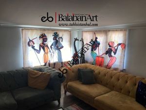 Leylekler ve Deniz Dijital Baskılı Fon Perde Tek Kanat 140x270 cm
