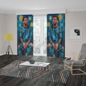 Lionel Messi FC Barcelona Digital Print Curtain Fon Perde