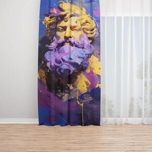 Yunan Tanrısı Zeus Dijital Baskılı Fon Perde