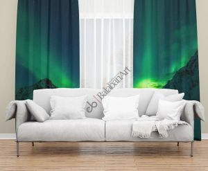 Kuzey Kutup Işıkları Dijital Baskılı Fon Perde Çift Kanat 280x280 cm