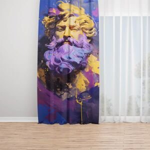 Yunan Tanrısı Zeus Dijital Baskılı Fon Perde Çift Kanat 280x280 cm