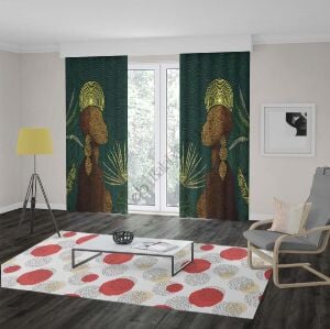 Sanatsal Zenci Siyahi Kadın Dijital Baskılı Fon Perde